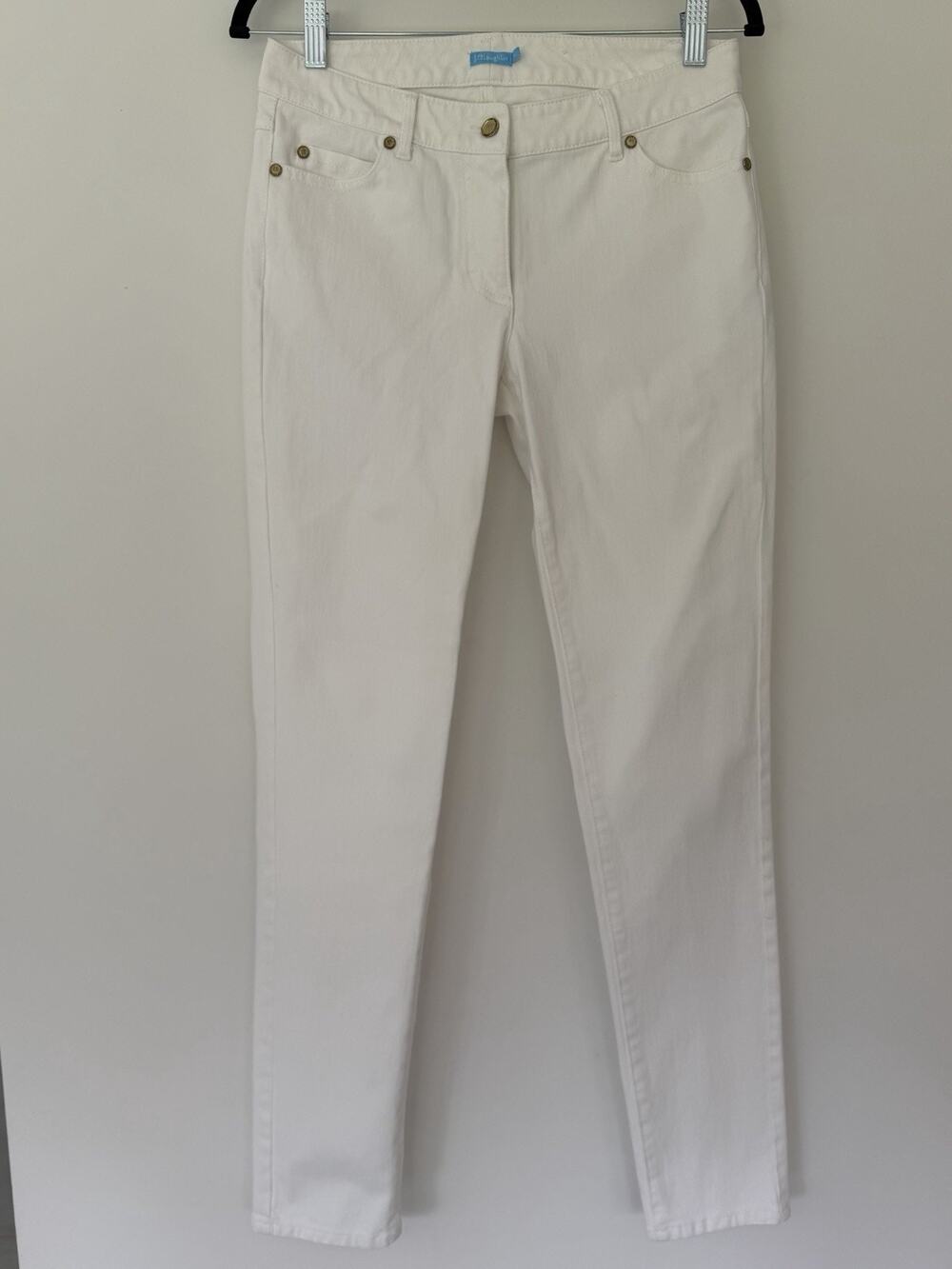 J.McLaughlin White Stretch Straight Leg Jeans Women’s Preppy Old Money Beach 4